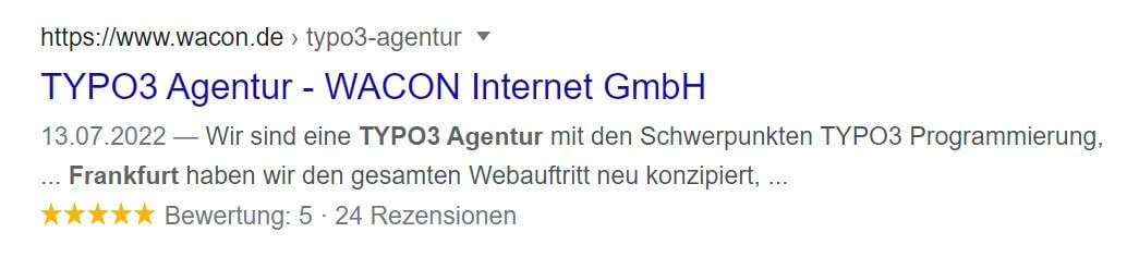 Renzensionsbewertung im SERP