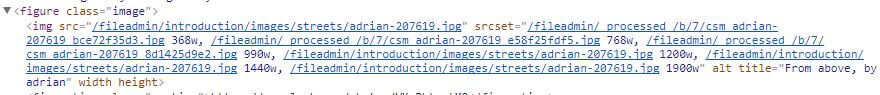 Besipiel HTML-Ausgabe des srcset-Attributes