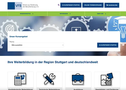 Screenshot der Startseite www.vfb-weiterbildung.de