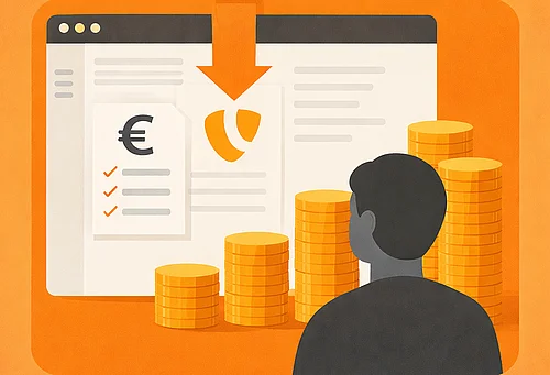 Skizze mit Münzstapel und Euro-Zeichen