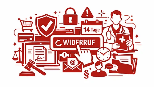 Illustration mit Text Widerruf
