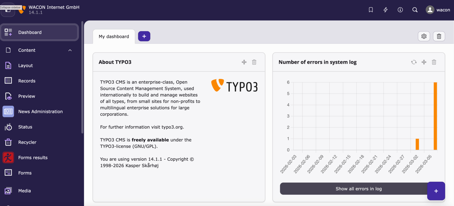 Screenshot Dashboard