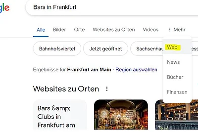 Google führt "Web"-Filter ein