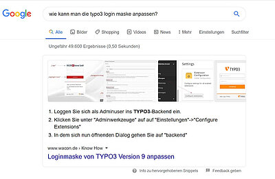 Screenshot Position Zero bei Google