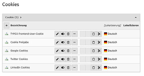 Auflistung der vorhandenen Cookies im TYPO3 Backend